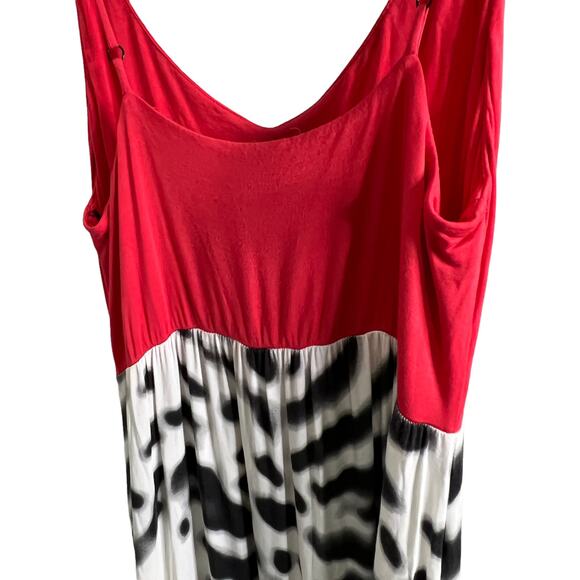 FELICITY & COCO Jersey High Low Maxi Dress Red Black Spaghetti Strap V-Neck Sz S - Picture 5 of 10